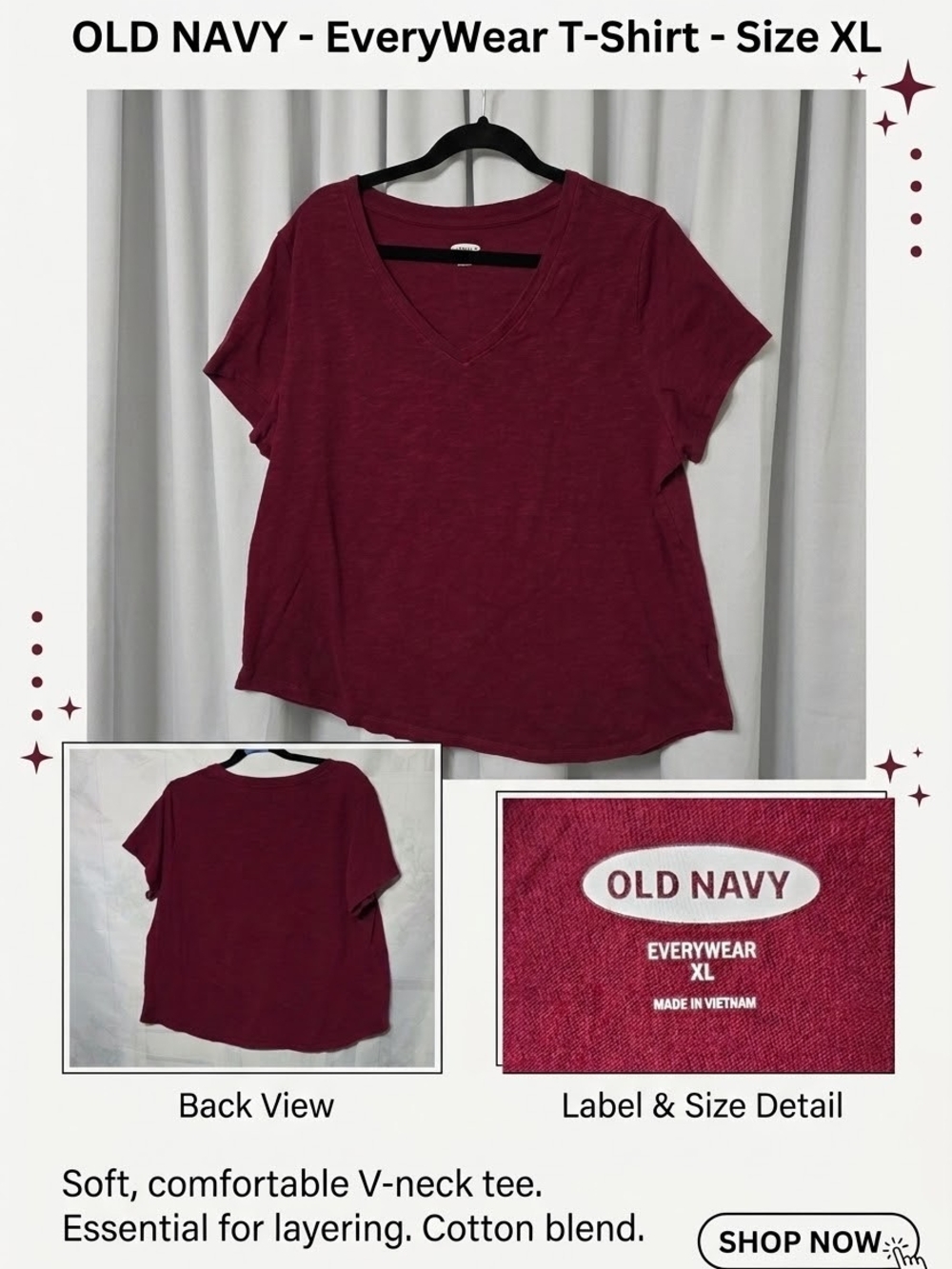 Old Navy EveryWear V-Neck Tee - Wine
